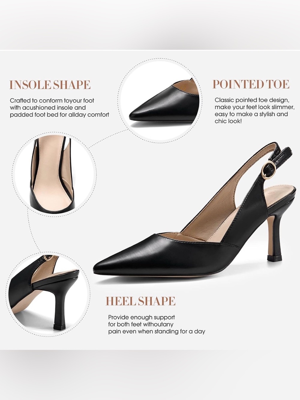 👠🖤 NEW Coutgo Black Slingback Heels – Never Worn 🖤✨ - Picture 9 of 10